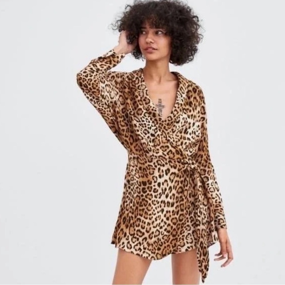 Zara Animal Print Wrap Romper